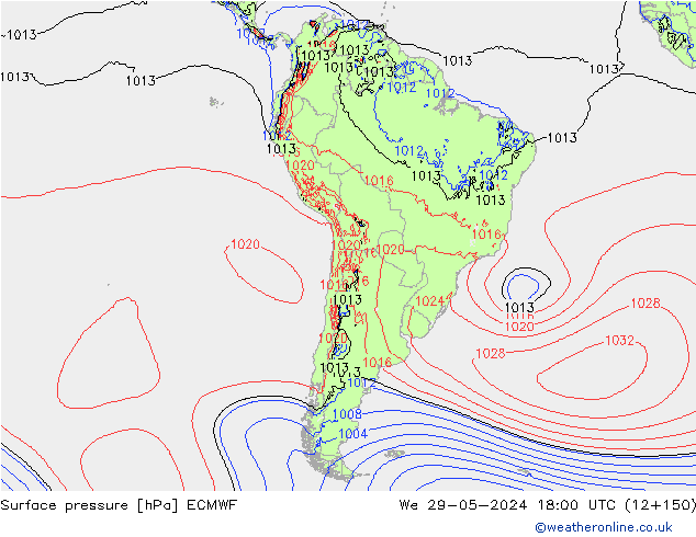 Yer basıncı ECMWF Çar 29.05.2024 18 UTC