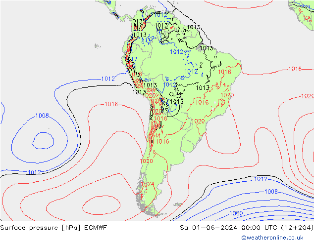 Bodendruck ECMWF Sa 01.06.2024 00 UTC