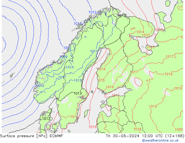 pression de l'air ECMWF jeu 30.05.2024 12 UTC