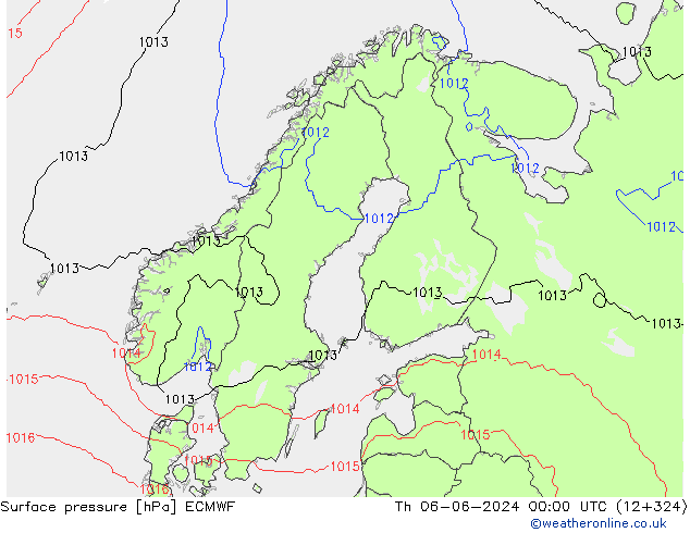 Surface pressure ECMWF Th 06.06.2024 00 UTC