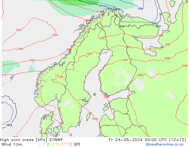 High wind areas ECMWF  24.05.2024 00 UTC