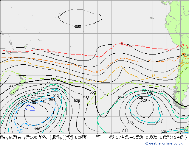 Height/Temp. 500 hPa ECMWF Mo 27.05.2024 00 UTC