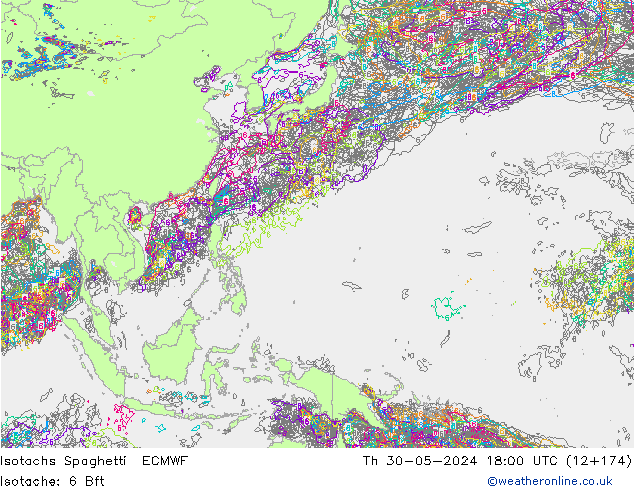 Isotachs Spaghetti ECMWF  30.05.2024 18 UTC