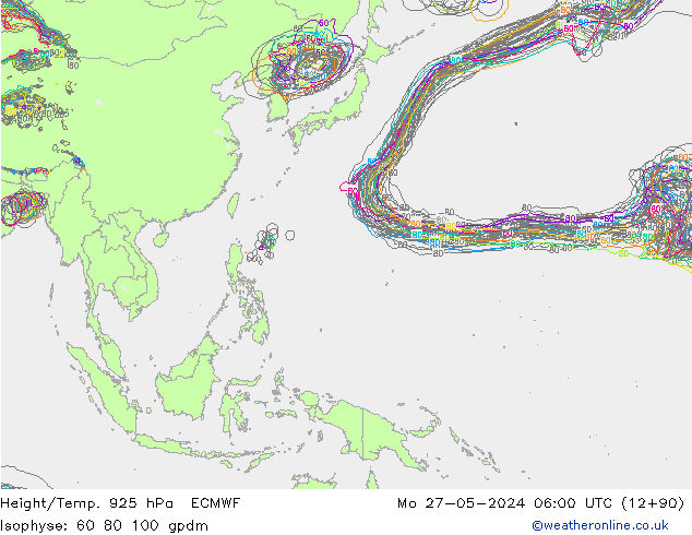 Height/Temp. 925 гПа ECMWF пн 27.05.2024 06 UTC
