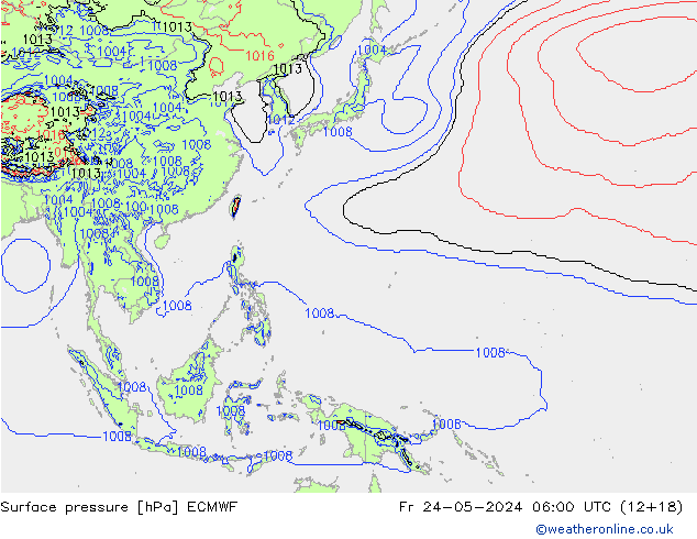 Surface pressure ECMWF Fr 24.05.2024 06 UTC