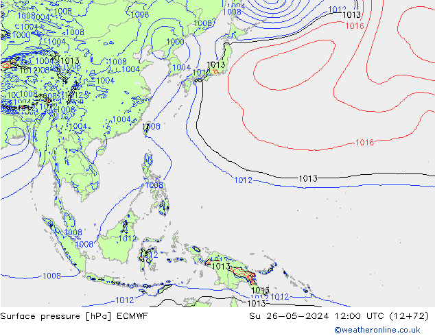 pressão do solo ECMWF Dom 26.05.2024 12 UTC