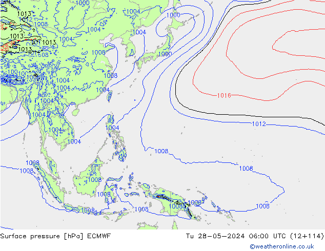 pressão do solo ECMWF Ter 28.05.2024 06 UTC