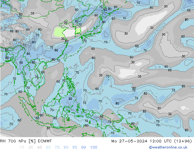 RH 700 hPa ECMWF lun 27.05.2024 12 UTC