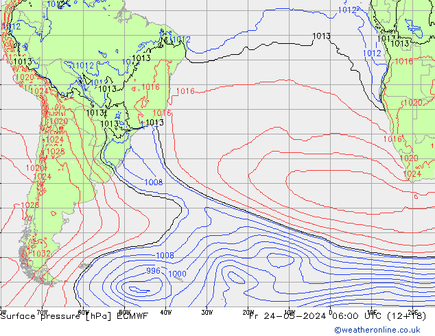 Atmosférický tlak ECMWF Pá 24.05.2024 06 UTC