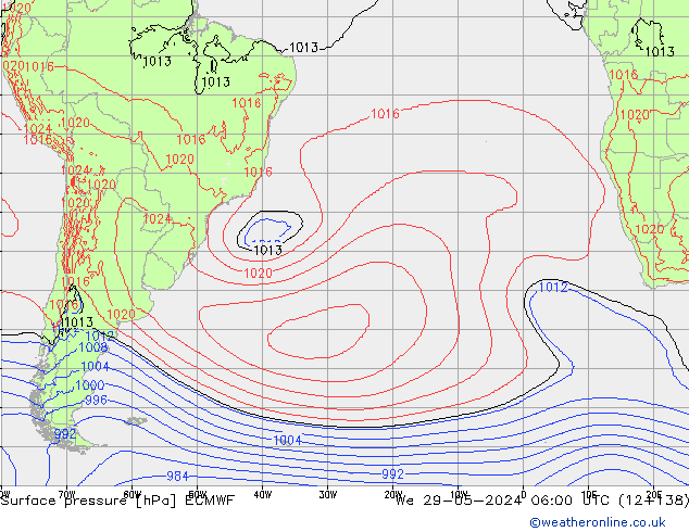 Yer basıncı ECMWF Çar 29.05.2024 06 UTC