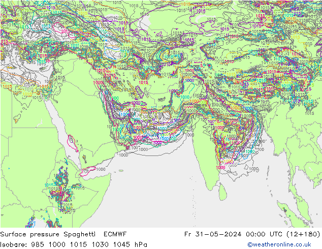 Surface pressure Spaghetti ECMWF Fr 31.05.2024 00 UTC