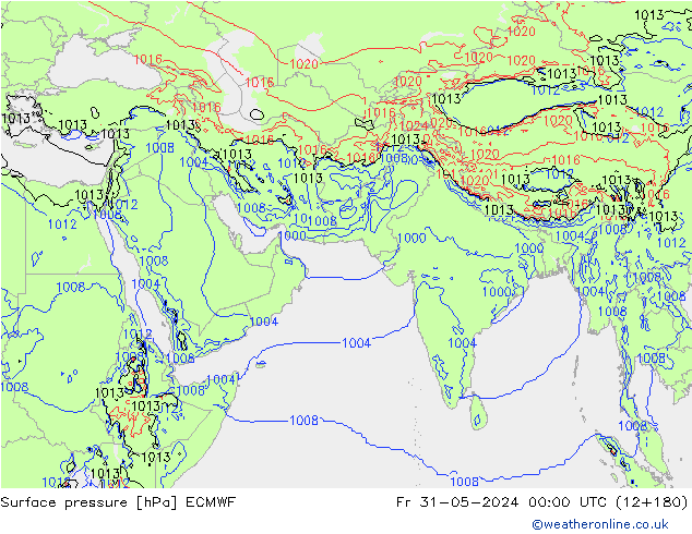 Surface pressure ECMWF Fr 31.05.2024 00 UTC