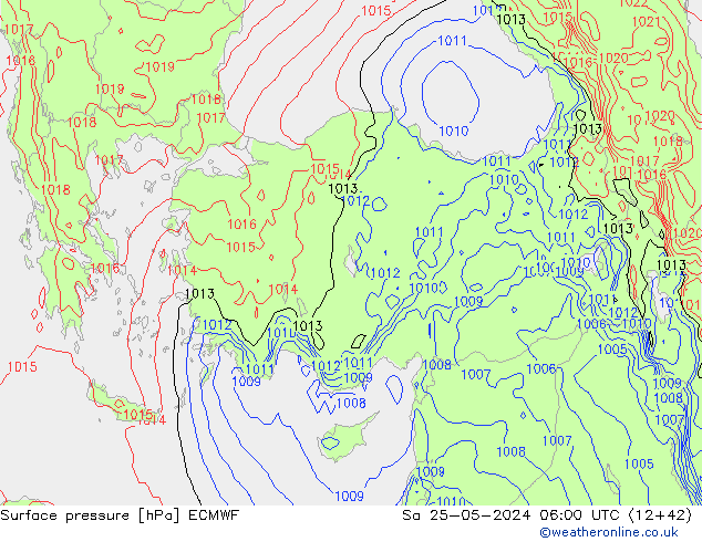 Surface pressure ECMWF Sa 25.05.2024 06 UTC