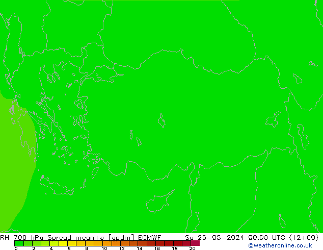 RH 700 hPa Spread ECMWF Su 26.05.2024 00 UTC