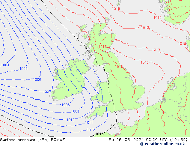 Yer basıncı ECMWF Paz 26.05.2024 00 UTC