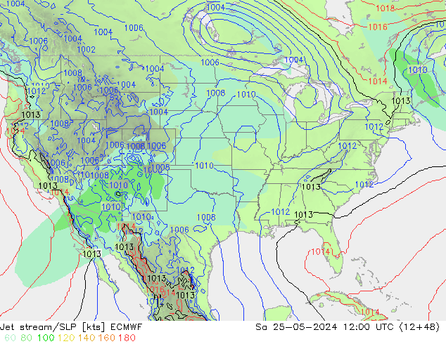 Jet stream/SLP ECMWF Sa 25.05.2024 12 UTC