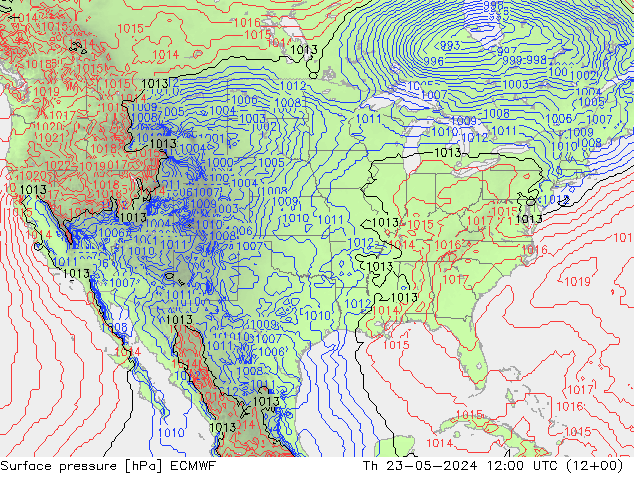 Surface pressure ECMWF Th 23.05.2024 12 UTC