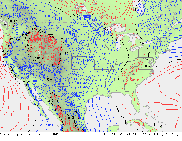 Bodendruck ECMWF Fr 24.05.2024 12 UTC