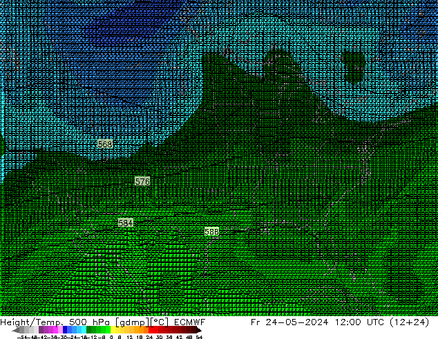 Height/Temp. 500 hPa ECMWF Fr 24.05.2024 12 UTC