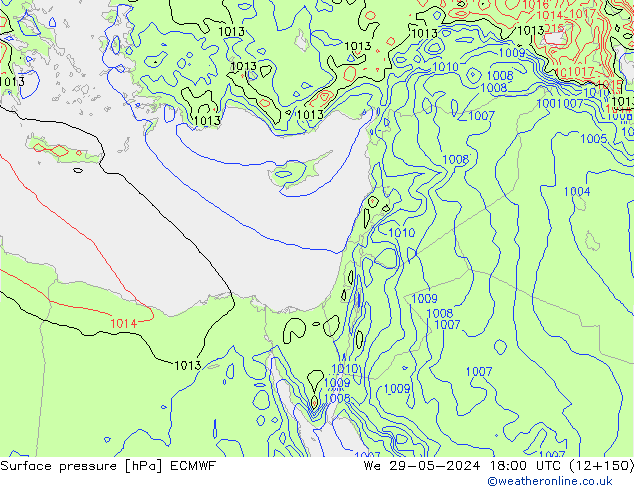 Surface pressure ECMWF We 29.05.2024 18 UTC