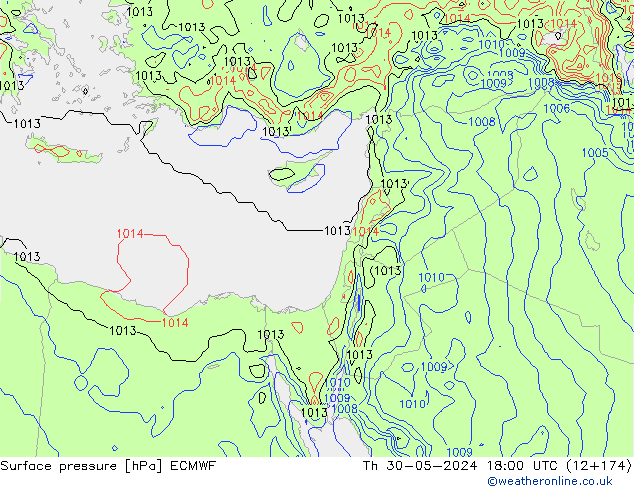 Surface pressure ECMWF Th 30.05.2024 18 UTC