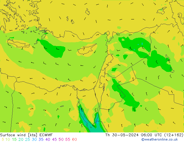 Viento 10 m ECMWF jue 30.05.2024 06 UTC