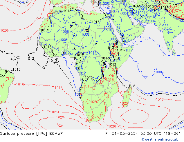 Surface pressure ECMWF Fr 24.05.2024 00 UTC