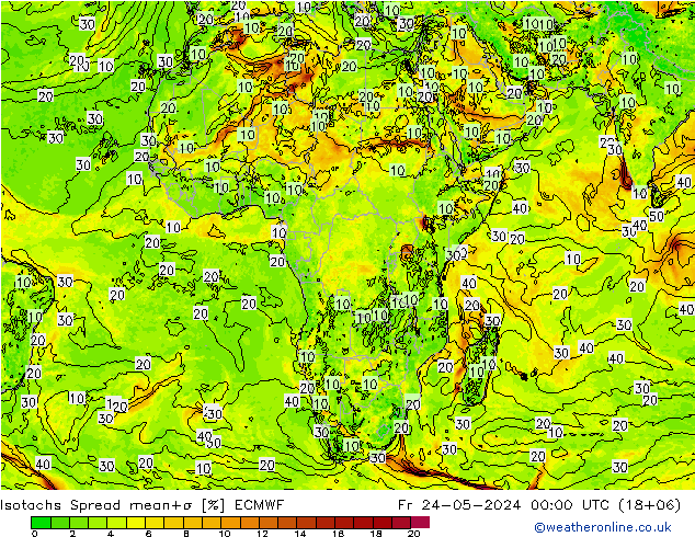 Isotachen Spread ECMWF vr 24.05.2024 00 UTC