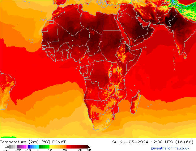 Temperature (2m) ECMWF Su 26.05.2024 12 UTC