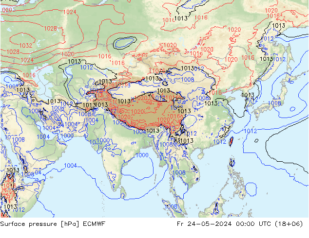 Yer basıncı ECMWF Cu 24.05.2024 00 UTC