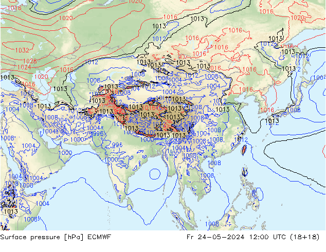 ciśnienie ECMWF pt. 24.05.2024 12 UTC