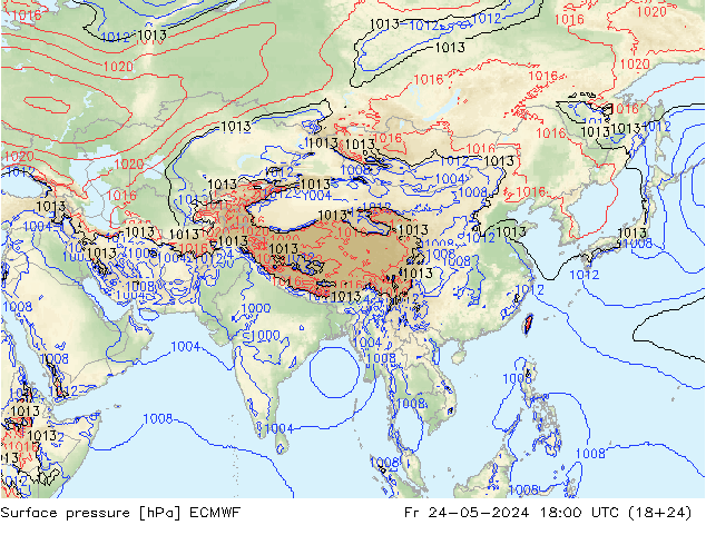 Yer basıncı ECMWF Cu 24.05.2024 18 UTC