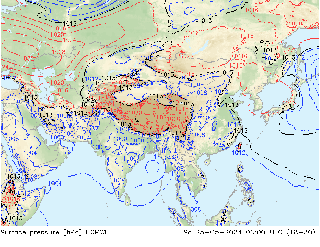 pressão do solo ECMWF Sáb 25.05.2024 00 UTC