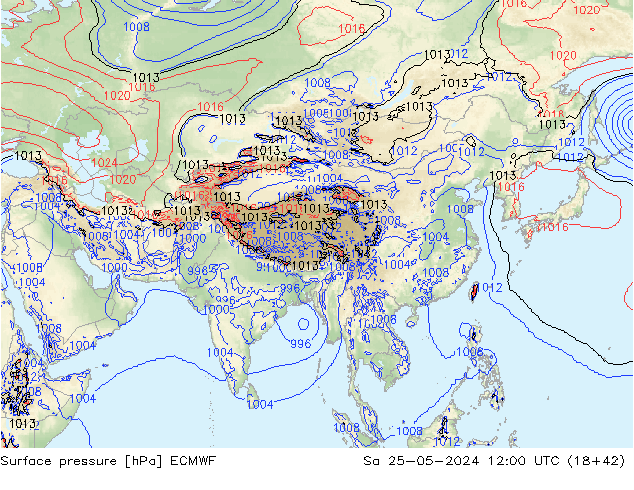 Surface pressure ECMWF Sa 25.05.2024 12 UTC