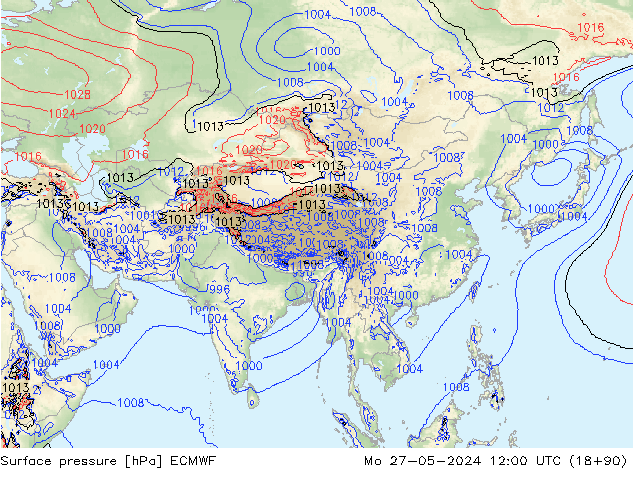 Luchtdruk (Grond) ECMWF ma 27.05.2024 12 UTC