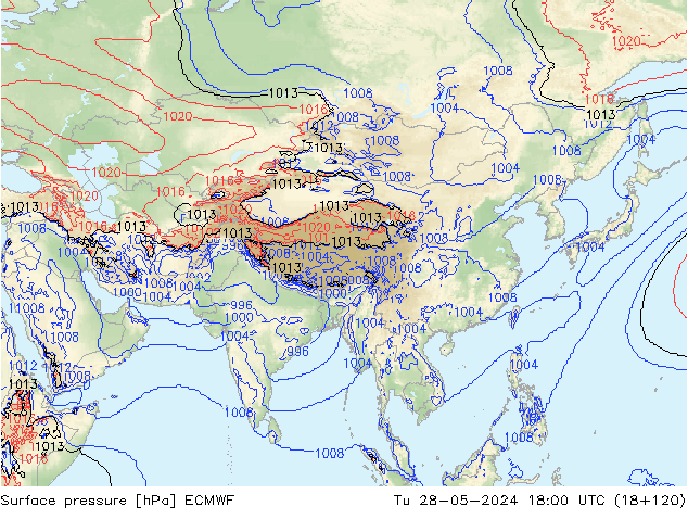 Surface pressure ECMWF Tu 28.05.2024 18 UTC