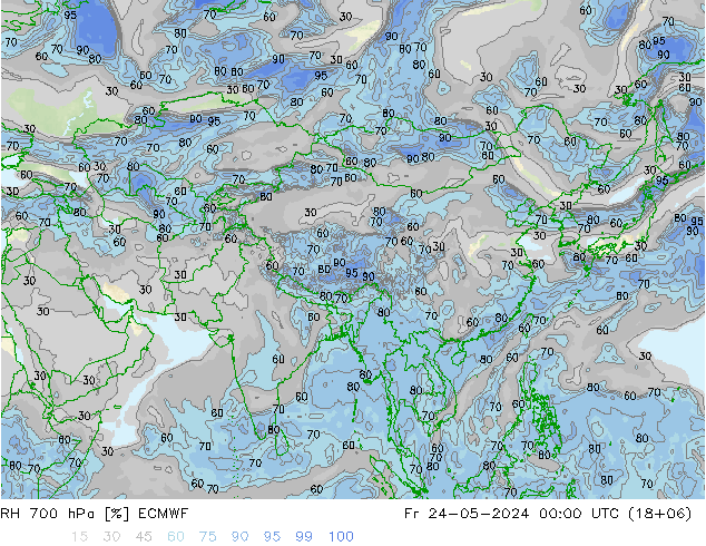 RH 700 hPa ECMWF Fr 24.05.2024 00 UTC