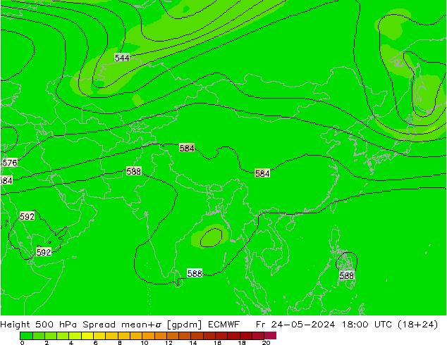 Geop. 500 hPa Spread ECMWF vie 24.05.2024 18 UTC