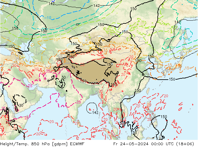 Height/Temp. 850 hPa ECMWF pt. 24.05.2024 00 UTC