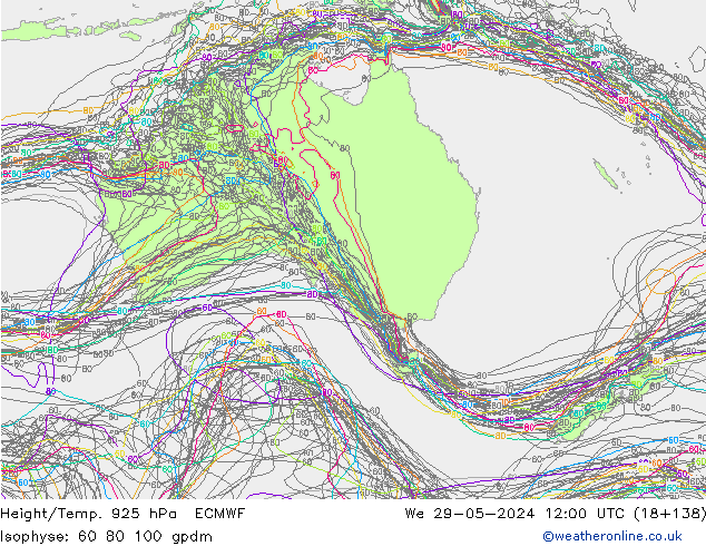 Height/Temp. 925 hPa ECMWF We 29.05.2024 12 UTC