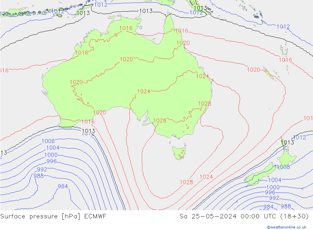 Surface pressure ECMWF Sa 25.05.2024 00 UTC