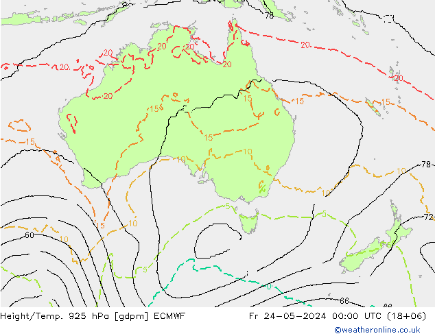 Height/Temp. 925 hPa ECMWF Pá 24.05.2024 00 UTC