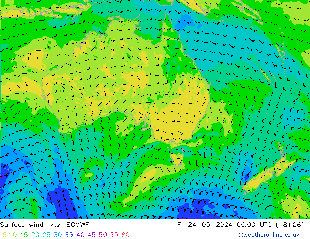 Viento 10 m ECMWF vie 24.05.2024 00 UTC