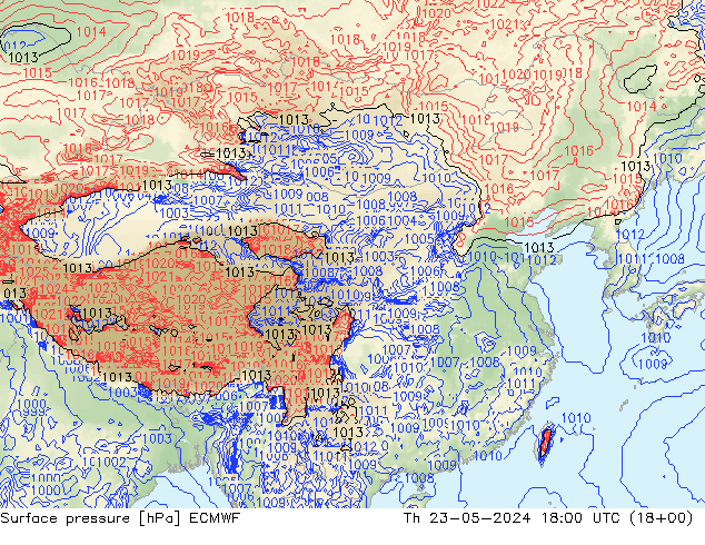 地面气压 ECMWF 星期四 23.05.2024 18 UTC