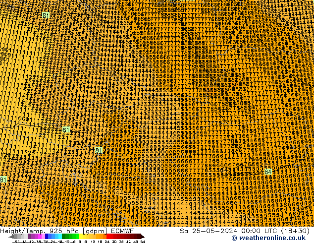 Height/Temp. 925 hPa ECMWF Sa 25.05.2024 00 UTC