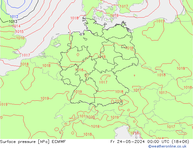 Bodendruck ECMWF Fr 24.05.2024 00 UTC