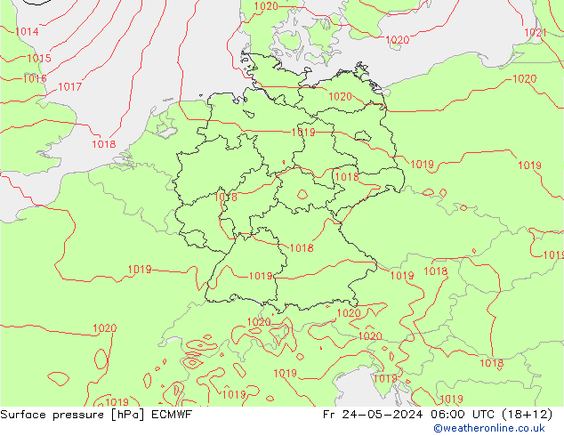 Bodendruck ECMWF Fr 24.05.2024 06 UTC