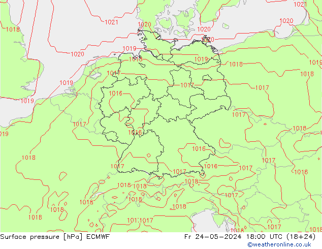 Surface pressure ECMWF Fr 24.05.2024 18 UTC