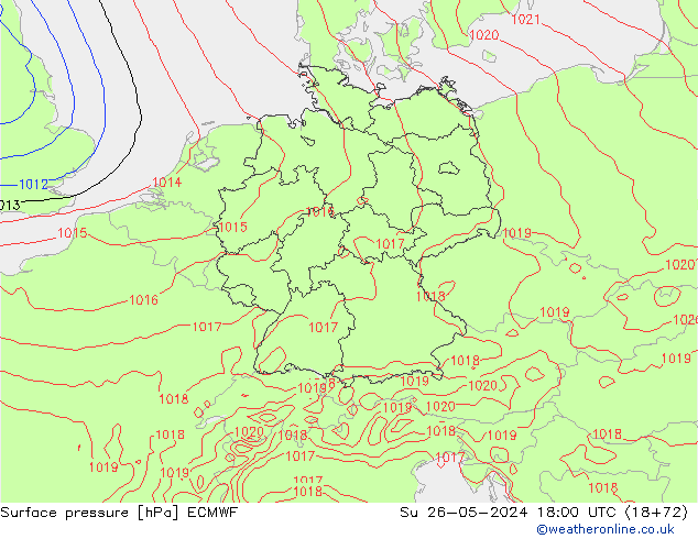 Surface pressure ECMWF Su 26.05.2024 18 UTC