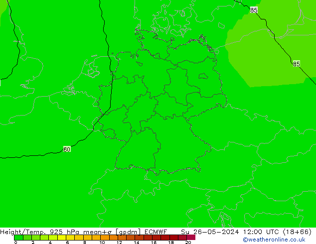 Height/Temp. 925 hPa ECMWF Ne 26.05.2024 12 UTC